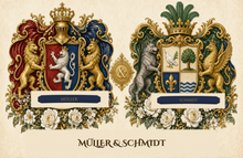 
Laden Sie das Bild in den Galerie-Viewer, Beispiel Doppelwappen — Müller &amp; Schmidt: zwei heraldische Wappen in einem PDF (Herald Lab) — matched Dual-grade pair