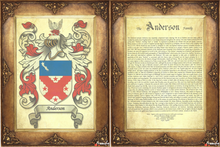 Load image into Gallery viewer, Father's Day Best Gift - Origin of the Last Name - Heraldic Document